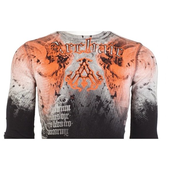 ARCHAIC by AFFLICTION Men's Long Sleeve THERMAL Shirt NIGHTWATCHER Biker Black - Picture 5 of 8